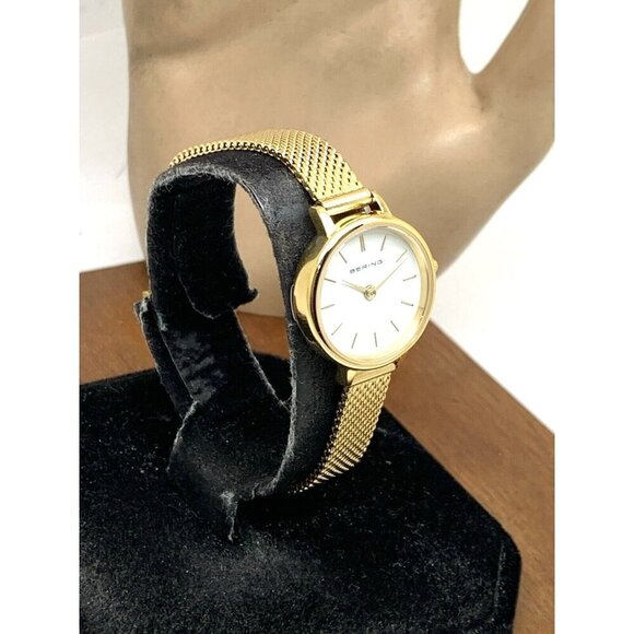 Bering Womens Watch 11022-334 Quartz White Dial Gold Stainless Steel Petite 22mm - Picture 14 of 14